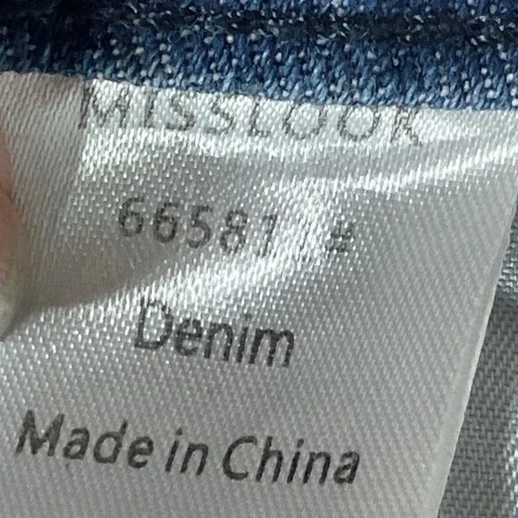 Misslook Floral Blue Jeans Straight Leg High Waist - Picture 4 of 8